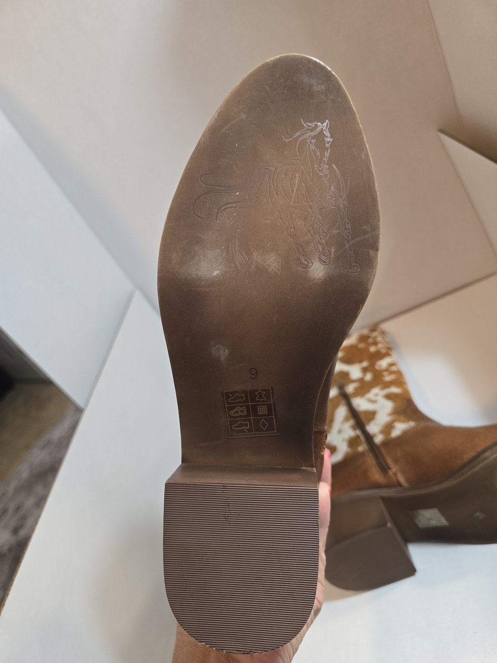 Myra Bag Brown and White Cowhide Western Boots for - Picture 4 of 5